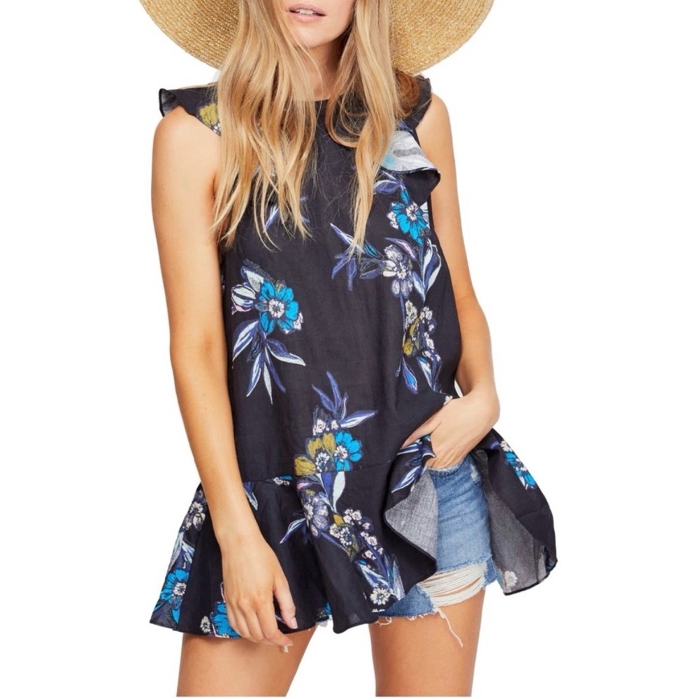 Free People Vibrant Floral Sleeveless Blouse